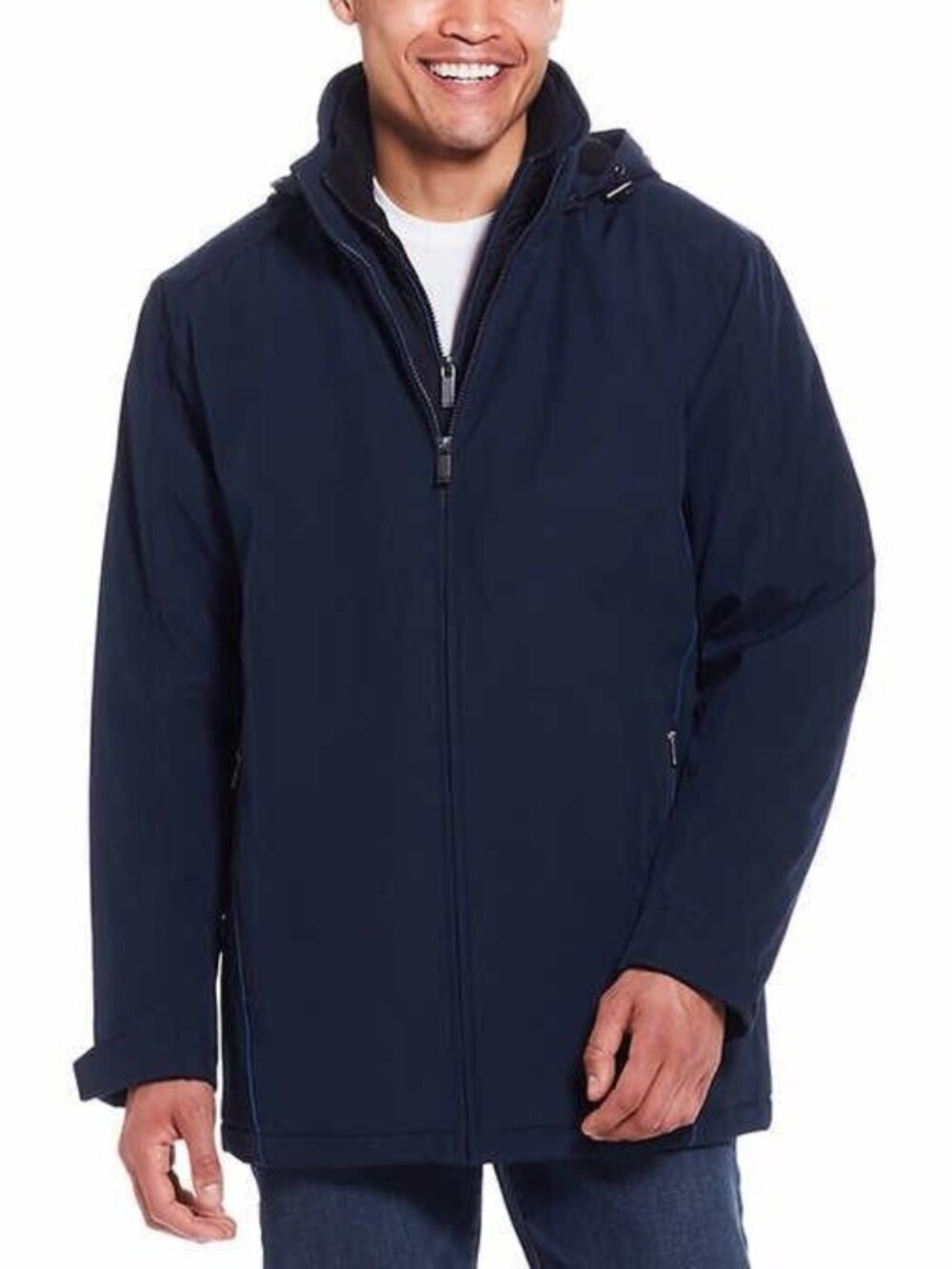 Weatherproof Men’s Ultra Tech Jacket w/Removable Fleece Lined Hood Size Blue L